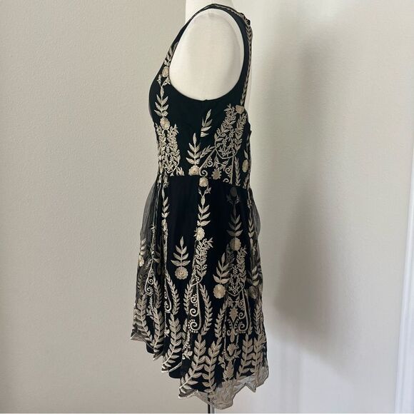 Altard State Elegant Black and Gold Embroidered Dress M - Picture 3 of 7